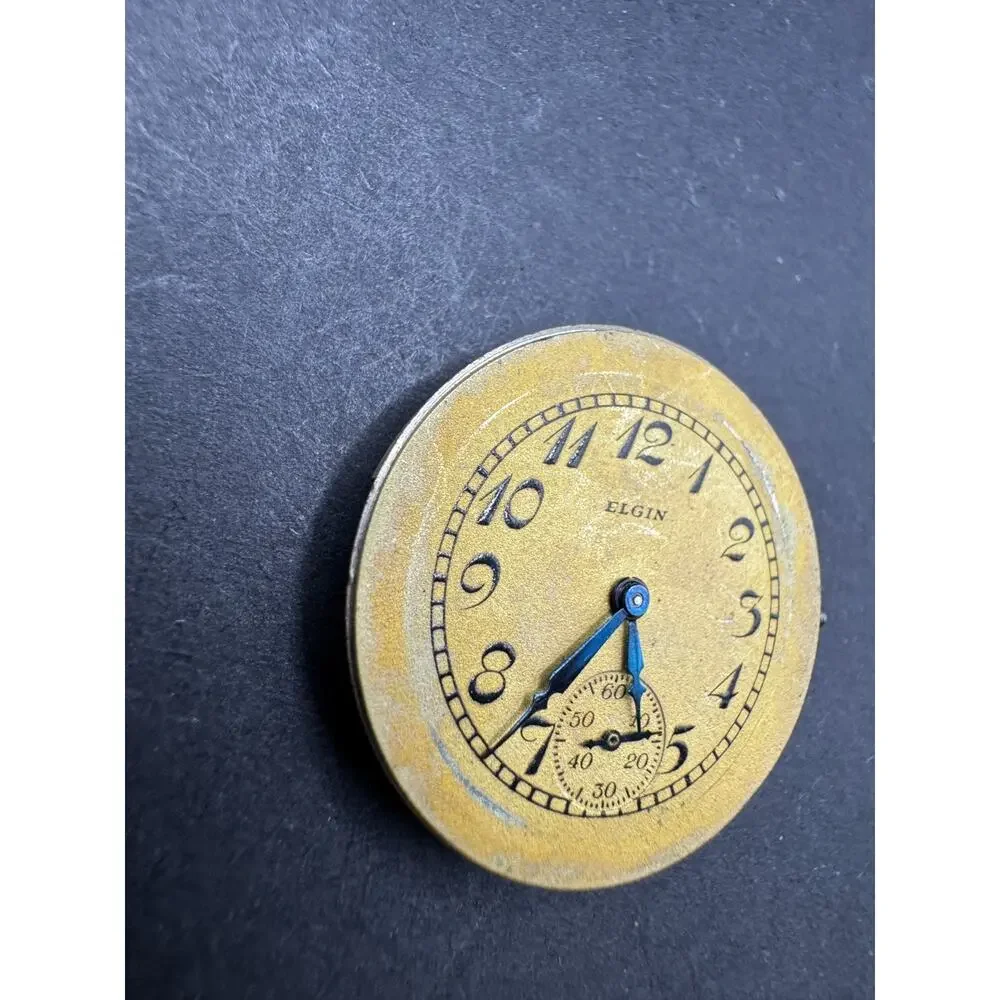 Vintage Elgin Pocket Watch Movement Gold Tone 14.9MM For Parts/Repair